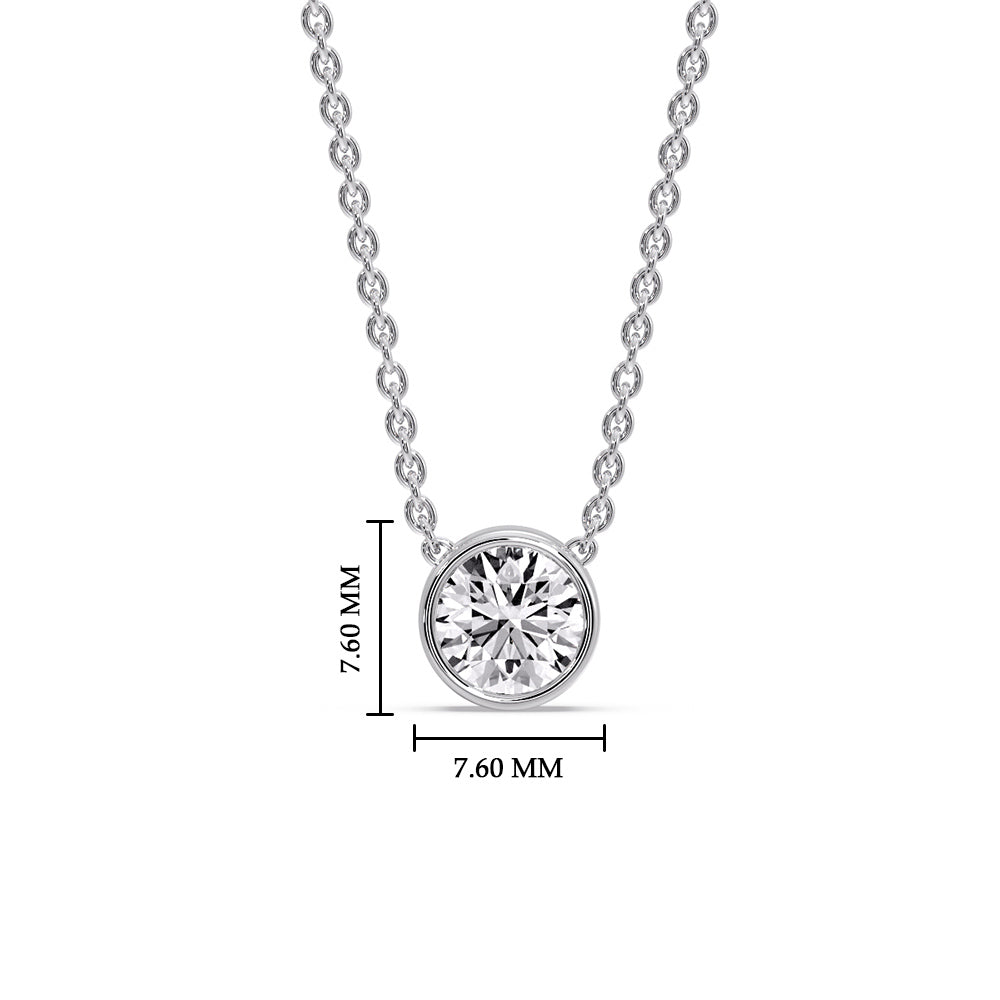 One Carat Round Bezel Solitaire Pendant