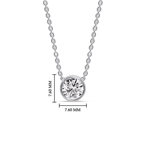 One Carat Round Bezel Solitaire Pendant