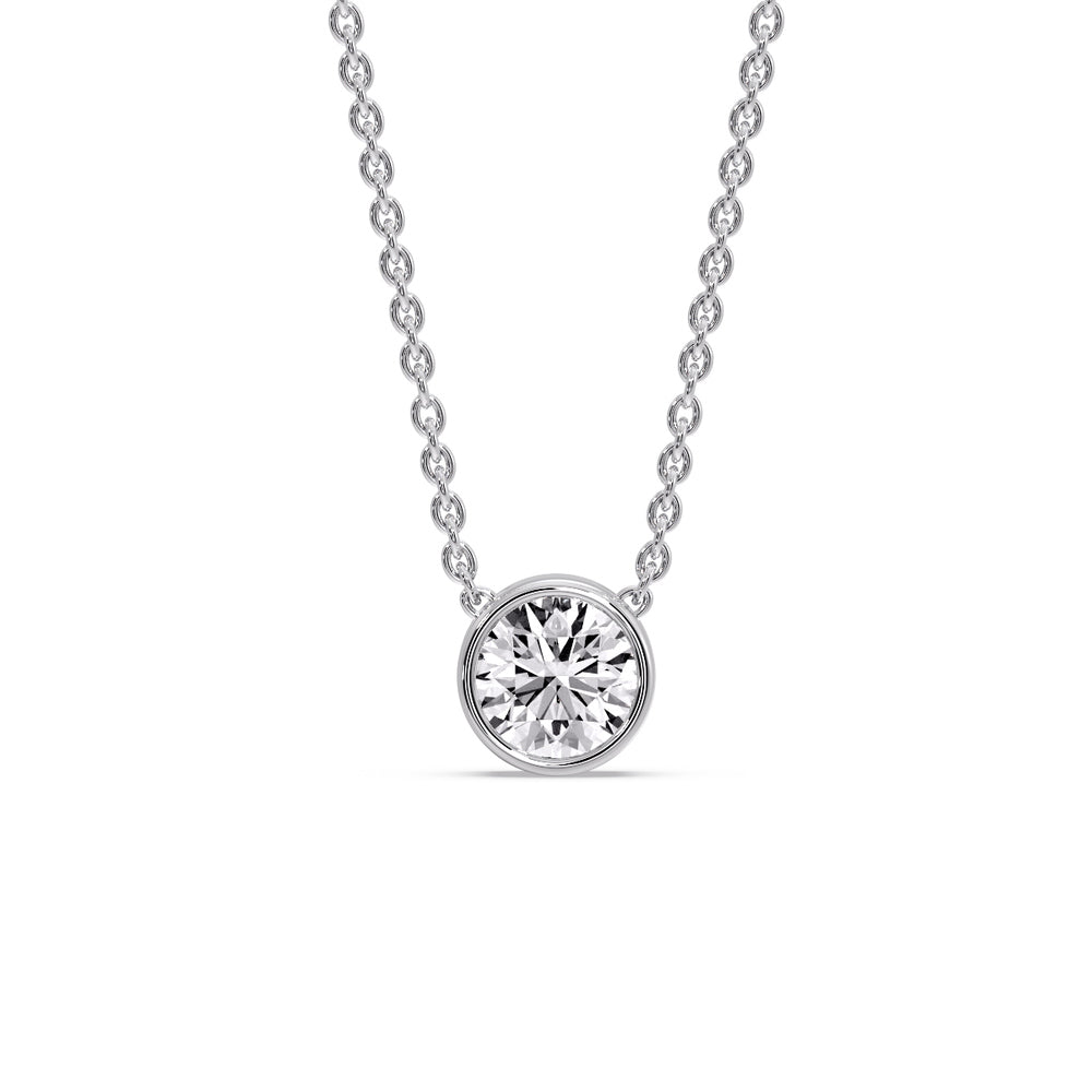 One Carat Round Bezel Solitaire Pendant