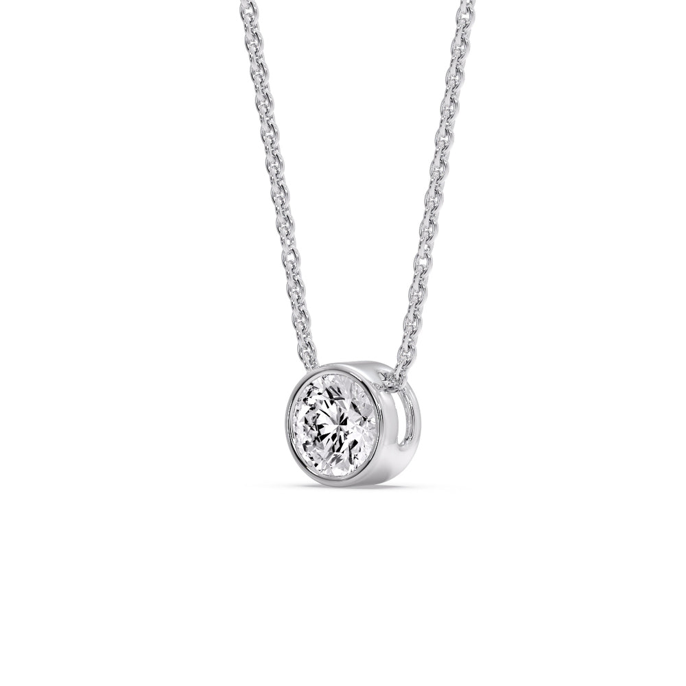One Carat Round Bezel Solitaire Pendant