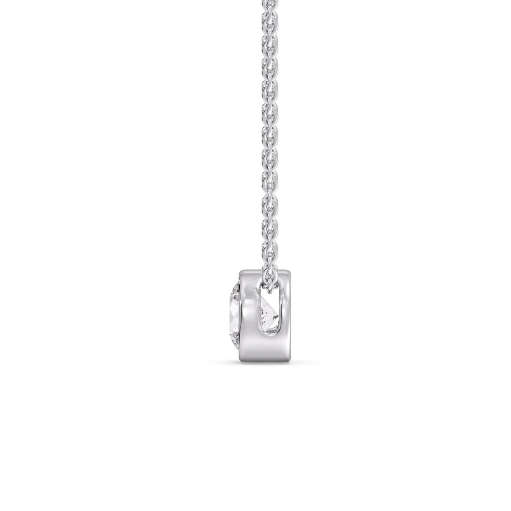 One Carat Round Bezel Solitaire Pendant