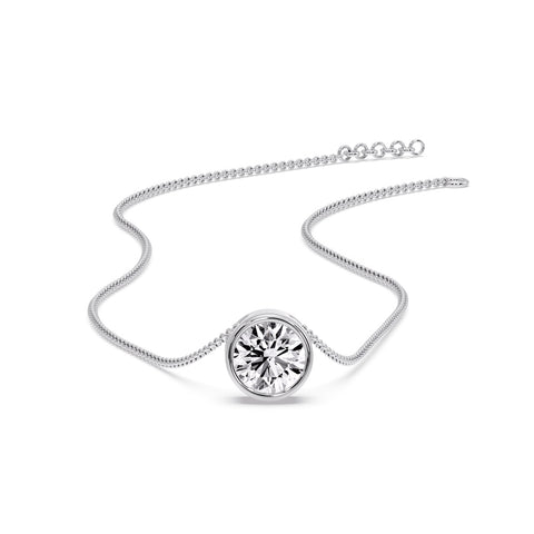 One Carat Round Bezel Solitaire Pendant