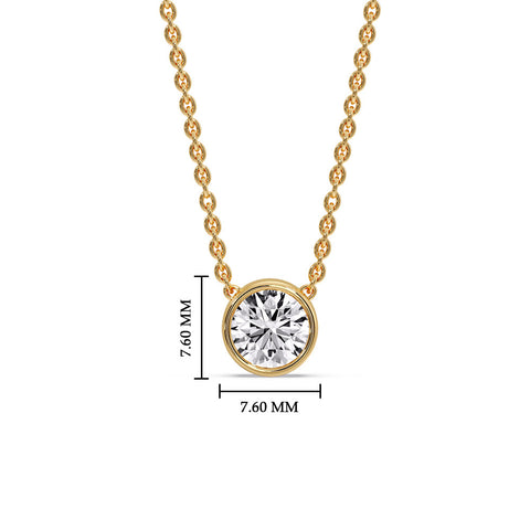 One Carat Round Bezel Solitaire Pendant