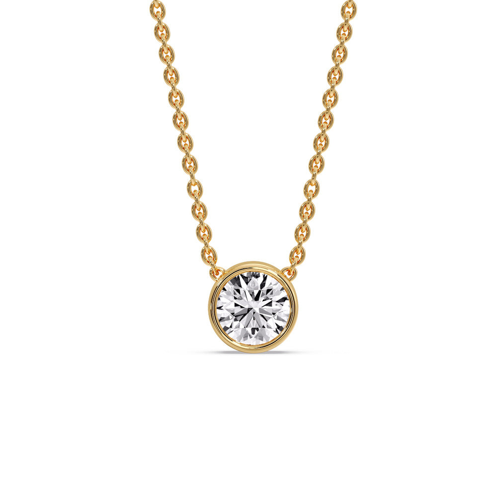 One Carat Round Bezel Solitaire Pendant