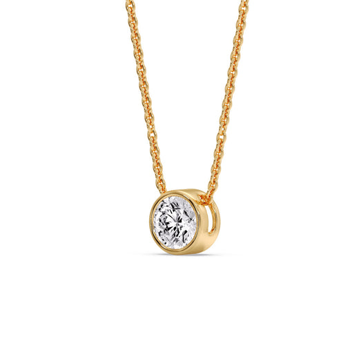 One Carat Round Bezel Solitaire Pendant