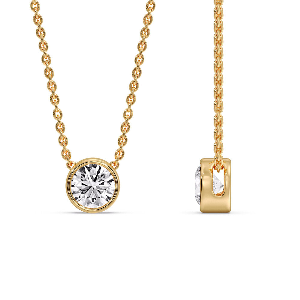 One Carat Round Bezel Solitaire Pendant