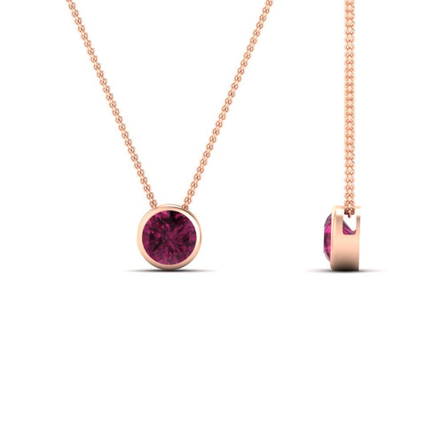 One Carat Round Bezel Solitaire Pendant