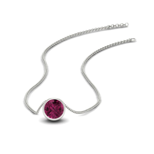One Carat Round Bezel Solitaire Pendant