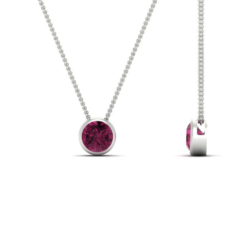 One Carat Round Bezel Solitaire Pendant