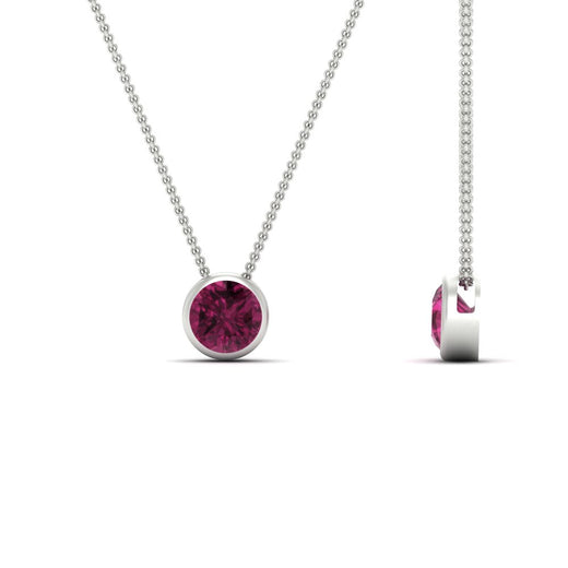 One Carat Round Bezel Solitaire Pendant