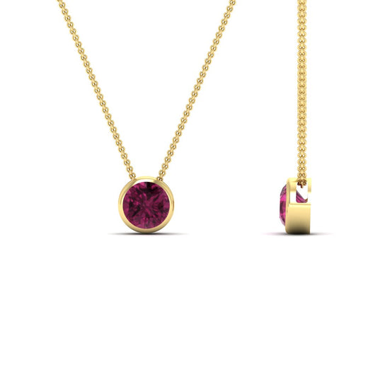 One Carat Round Bezel Solitaire Pendant