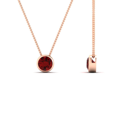 One Carat Round Bezel Solitaire Pendant