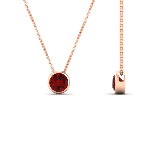 One Carat Round Bezel Solitaire Pendant