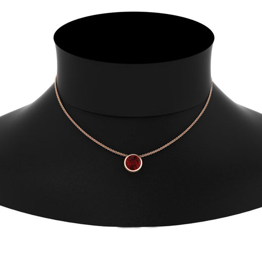 One Carat Round Bezel Solitaire Pendant