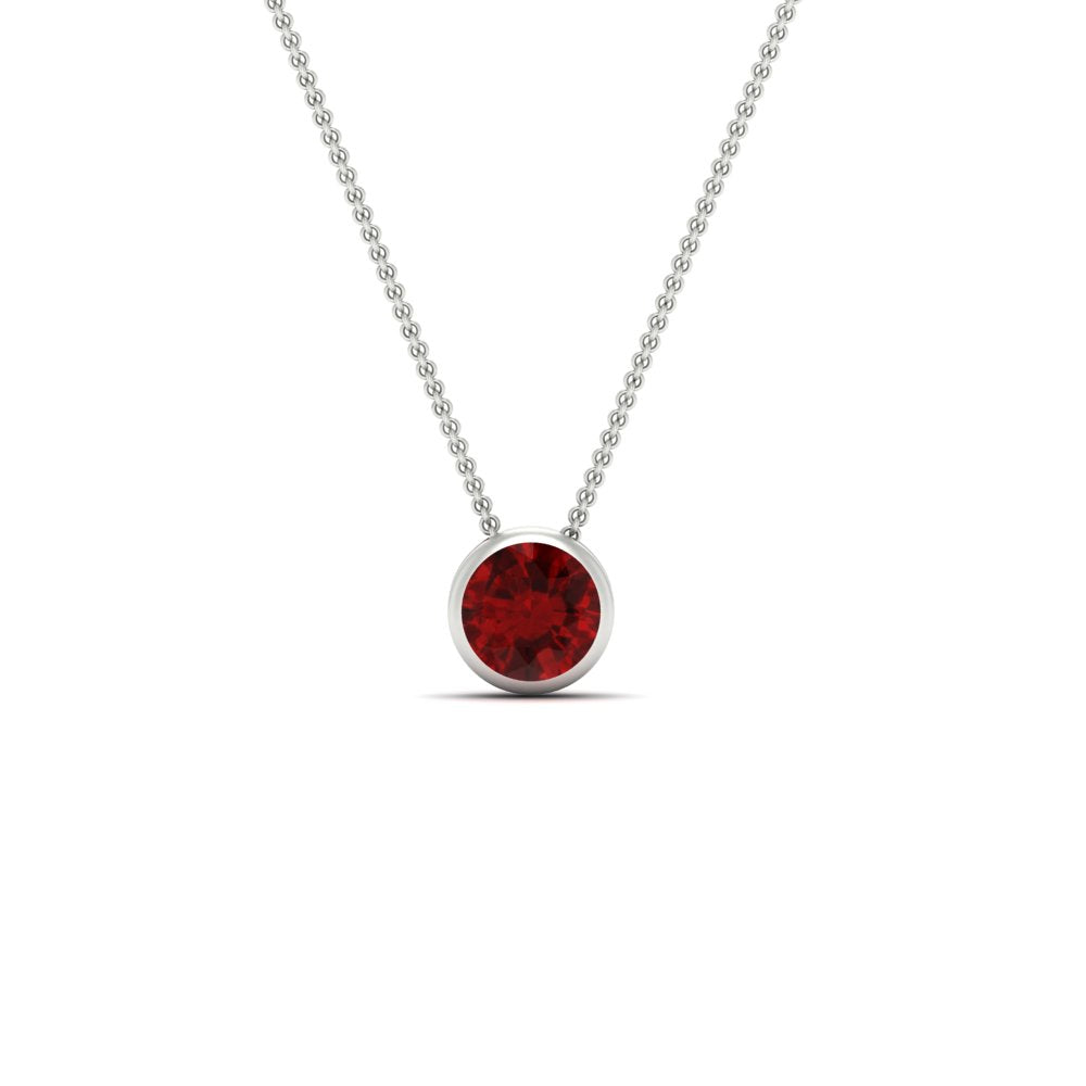 One Carat Round Bezel Solitaire Pendant