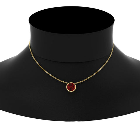 One Carat Round Bezel Solitaire Pendant