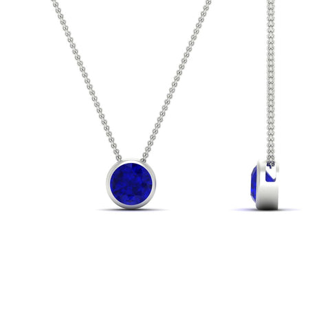 One Carat Round Bezel Solitaire Pendant