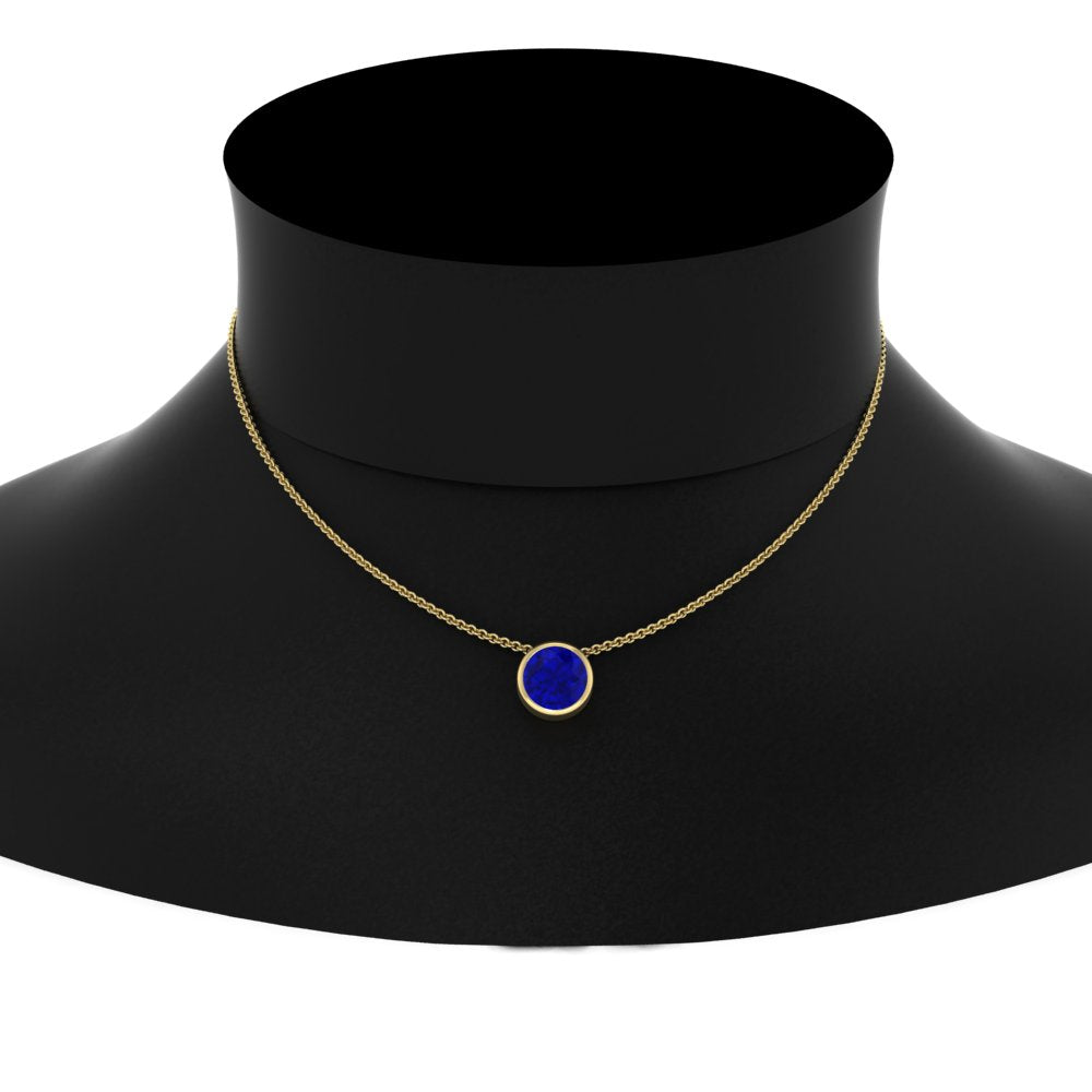 One Carat Round Bezel Solitaire Pendant