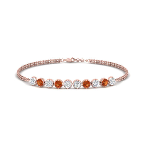 Dual Chain Round Diamond Bar Bracelet