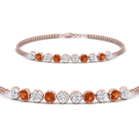 Dual Chain Round Diamond Bar Bracelet