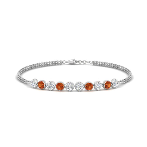 Dual Chain Round Diamond Bar Bracelet