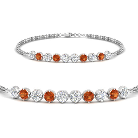 Dual Chain Round Diamond Bar Bracelet