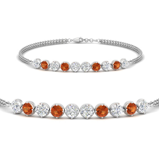Dual Chain Round Diamond Bar Bracelet