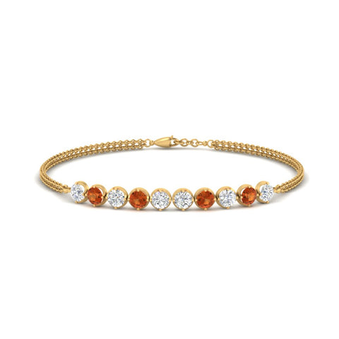 Dual Chain Round Diamond Bar Bracelet