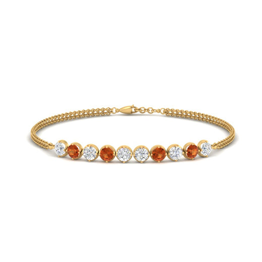 Dual Chain Round Diamond Bar Bracelet