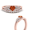 Load image into Gallery viewer, orange-sapphire-heart-cluster-diamond-wedding-ring-set-in-rose-gold-FDENS3110HTGSAOR-NL-RG.jpg
