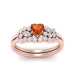 Load image into Gallery viewer, orange-sapphire-heart-cluster-diamond-wedding-ring-set-in-rose-gold-FDENS3110HTGSAOR-NL-RG.jpg
