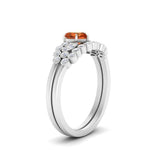 Load image into Gallery viewer, orange-sapphire-heart-cluster-diamond-wedding-ring-set-in-white-gold-FDENS3110HTGSAOR-NL-WG.jpg
