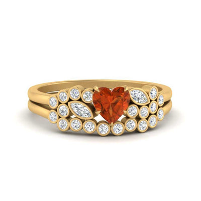 Colored Heart Cluster Diamond Wedding Set