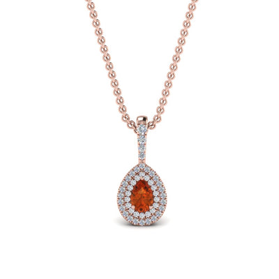 Pear Shaped Double Halo Pendant
