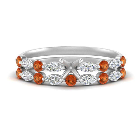 Round And Marquise Bridal Semi Mount Wedding Set