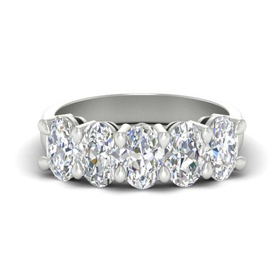 4 Carat Oval Five Stone Wedding Band For Women