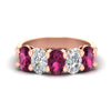 Load image into Gallery viewer, oval-5-stone-wedding-band-pink-sapphire-4-carat-in-rose-gold-fdwb8008ovgsadrpisleep-4.00ct-nl-rg.jpg
