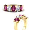 Load image into Gallery viewer, oval-5-stone-wedding-band-pink-sapphire-4-carat-in-yellow-gold-fdwb8008ovgsadrpiangle3-4.00ct-nl-yg.jpg