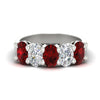 Load image into Gallery viewer, oval-5-stone-wedding-band-ruby-4-carat-in-white-gold-fdwb8008ovgrudrsleep-4.00ct-nl-wg.jpg