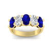 Load image into Gallery viewer, oval-5-stone-wedding-band-sapphire-4-carat-in-yellow-gold-fdwb8008ovgsablangle5-4.00ct-nl-yg.jpg
