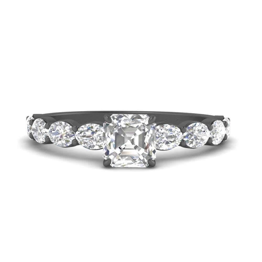 Oval Accented Asscher Cut Engagement Ring