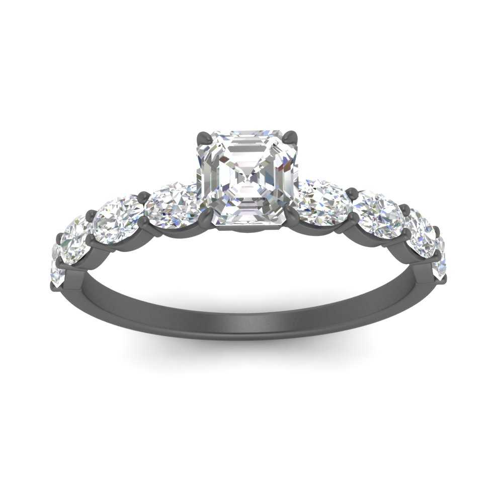 Oval Accented Asscher Cut Engagement Ring