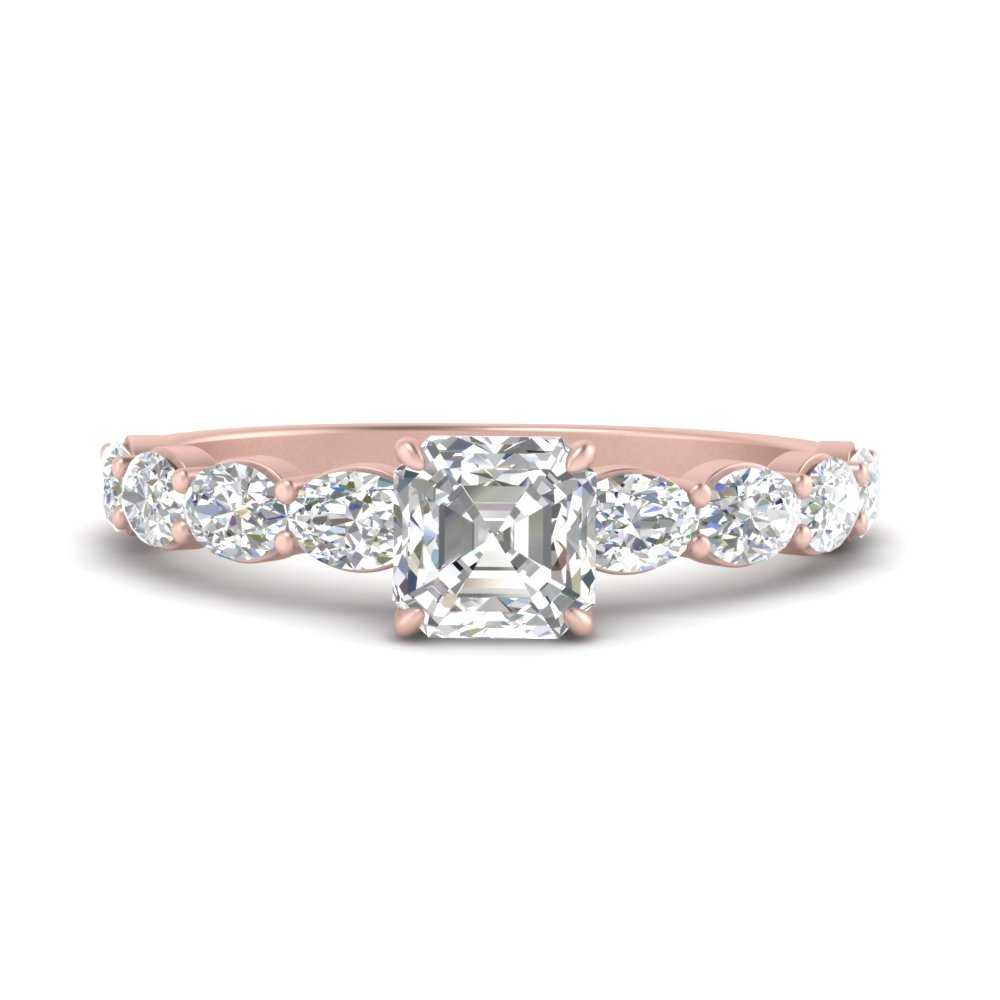 Oval Accented Asscher Cut Engagement Ring
