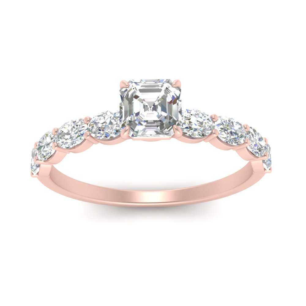 Oval Accented Asscher Cut Engagement Ring