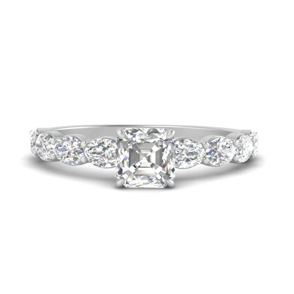 Oval Accented Asscher Cut Engagement Ring
