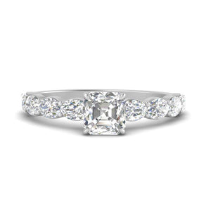 Oval Accented Asscher Cut Engagement Ring