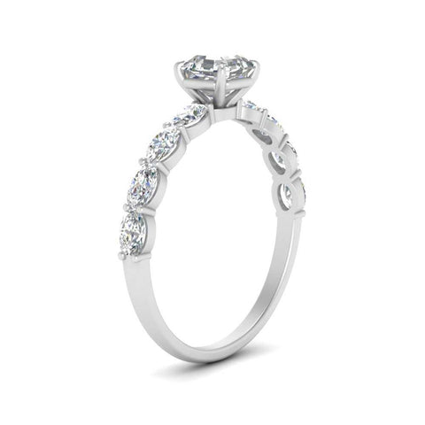 Oval Accented Asscher Cut Engagement Ring