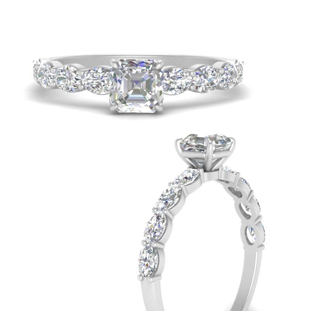 Oval Accented Asscher Cut Engagement Ring