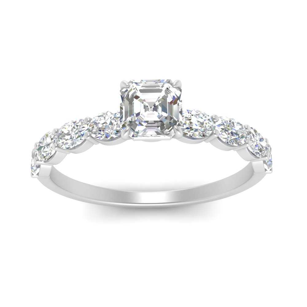 Oval Accented Asscher Cut Engagement Ring
