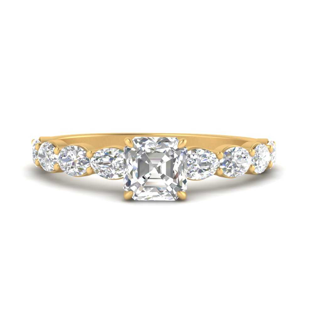 Oval Accented Asscher Cut Engagement Ring